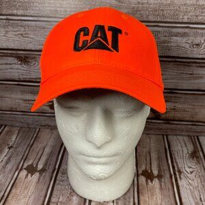 CAT CATERPILLAR Men's OS Bright Orange Snapback Embroidered Cap Hat NWOT